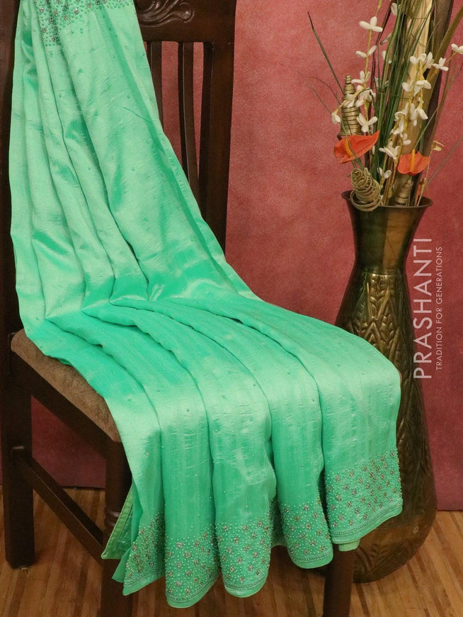 Chappa saree pista green with embroidery beads & stone work - {{ collection.title }} by Prashanti Sarees