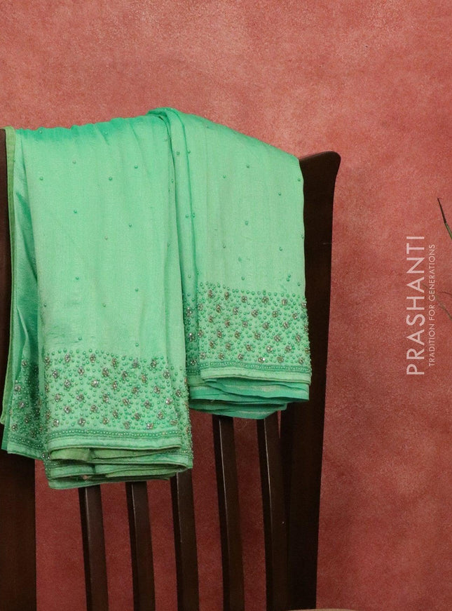 Chappa saree pista green with embroidery beads & stone work - {{ collection.title }} by Prashanti Sarees