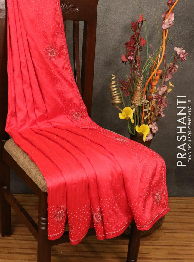 Chappa saree red with beaded embroidery work - {{ collection.title }} by Prashanti Sarees