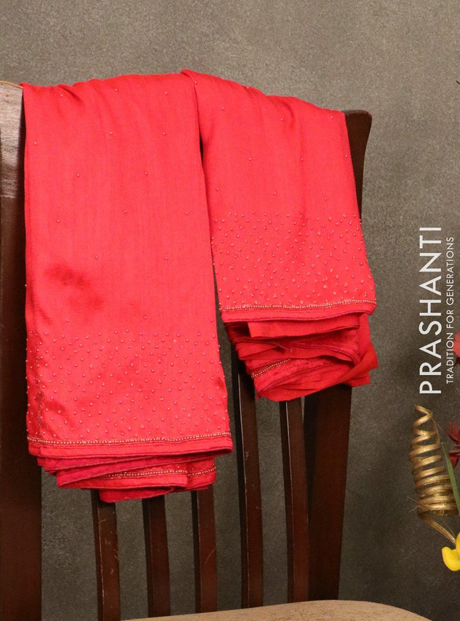 Chappa saree red with beaded embroidery work - {{ collection.title }} by Prashanti Sarees