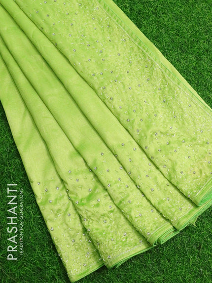 Chappa saree sea green shade with embroidery beads & stone work - {{ collection.title }} by Prashanti Sarees