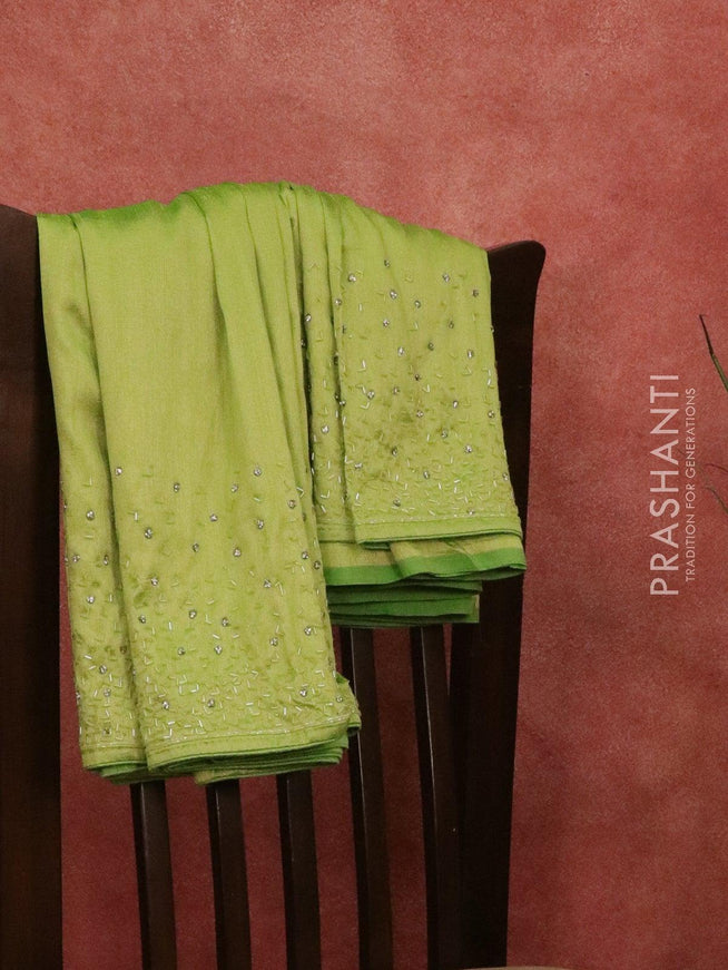 Chappa saree sea green shade with embroidery beads & stone work - {{ collection.title }} by Prashanti Sarees