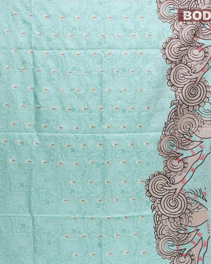 Chappa saree teal blue shade and black with allover embroidery work - {{ collection.title }} by Prashanti Sarees