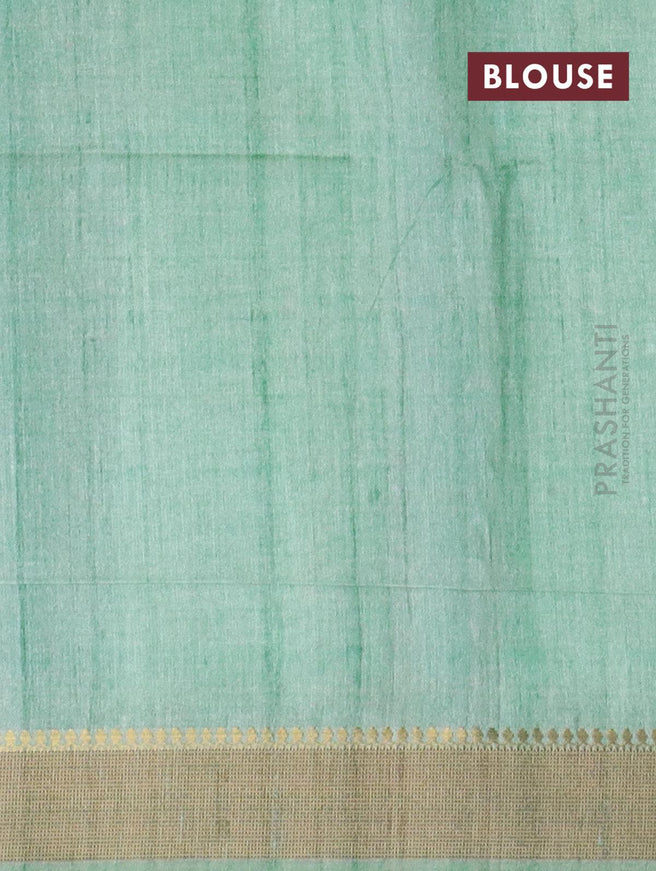Chappa saree teal blue with allover floral prints and zari woven border - {{ collection.title }} by Prashanti Sarees