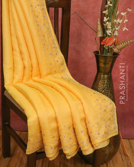 Chappa saree yellow with stone & beaded embroidery work - {{ collection.title }} by Prashanti Sarees
