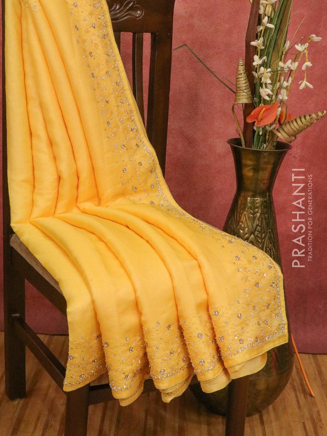 Chappa saree yellow with stone & beaded embroidery work - {{ collection.title }} by Prashanti Sarees