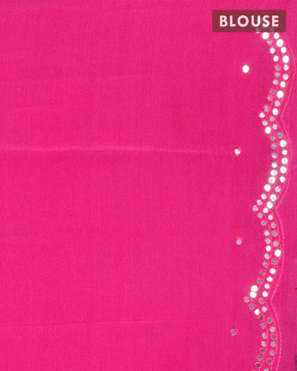 Chinon silk saree magenta pink with allover bandhani prints and mirror work border - {{ collection.title }} by Prashanti Sarees