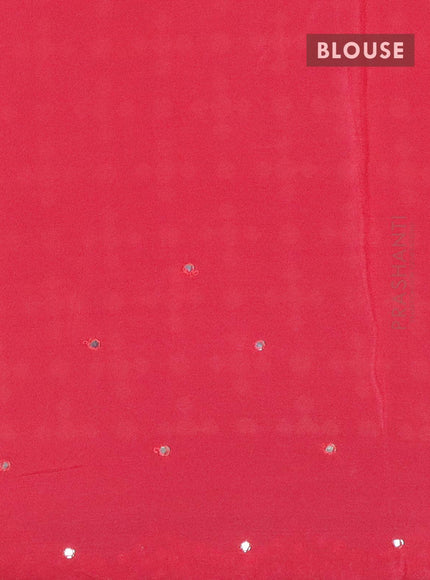 Chinon silk saree peach pink with allover prints and mirror work border - {{ collection.title }} by Prashanti Sarees