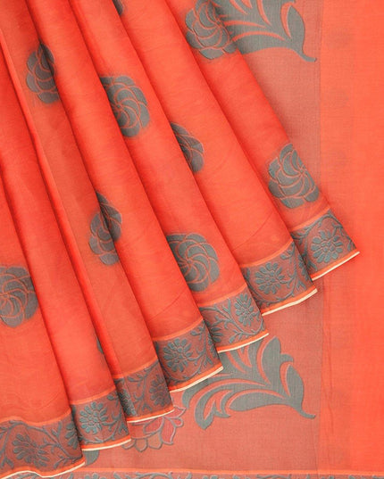 Coimbatore Butta Cotton Saree - Dark Orange - {{ collection.title }} by Prashanti Sarees
