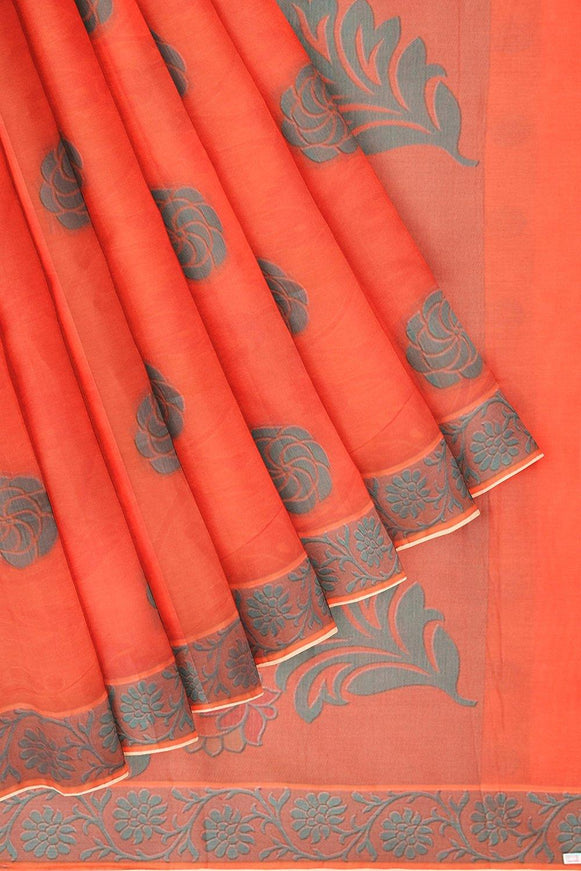 Coimbatore Butta Cotton Saree - Dark Orange - {{ collection.title }} by Prashanti Sarees