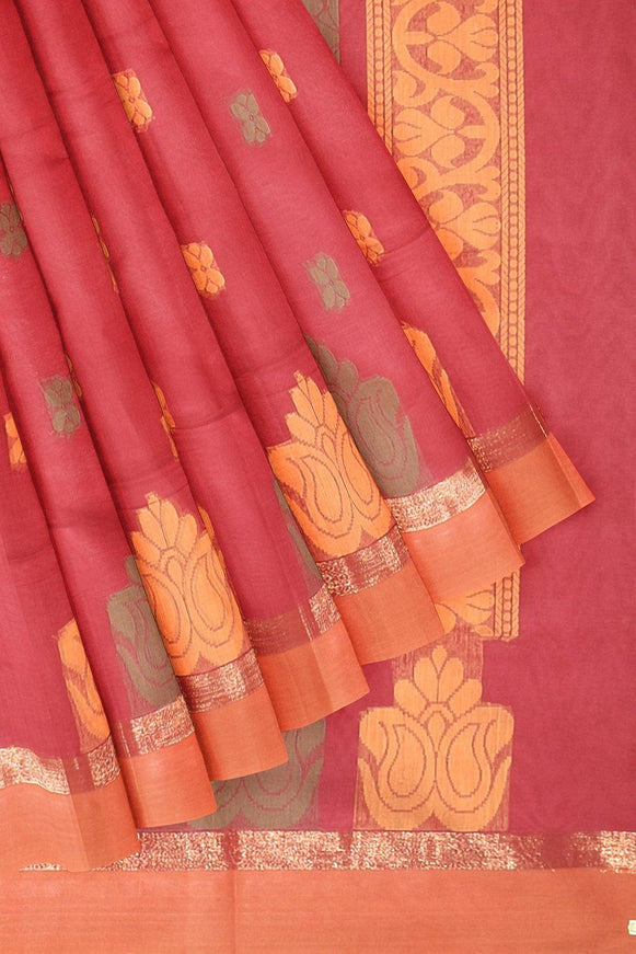 Coimbatore Butta Cotton Saree - Red - {{ collection.title }} by Prashanti Sarees