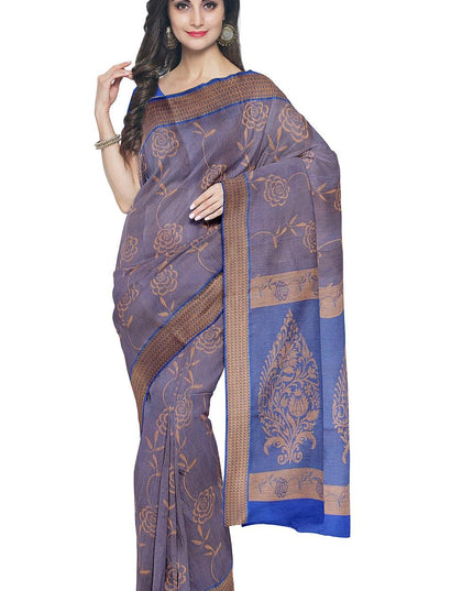 Coimbatore Cotton Allself Saree - Blue with Sandal Shade - {{ collection.title }} by Prashanti Sarees
