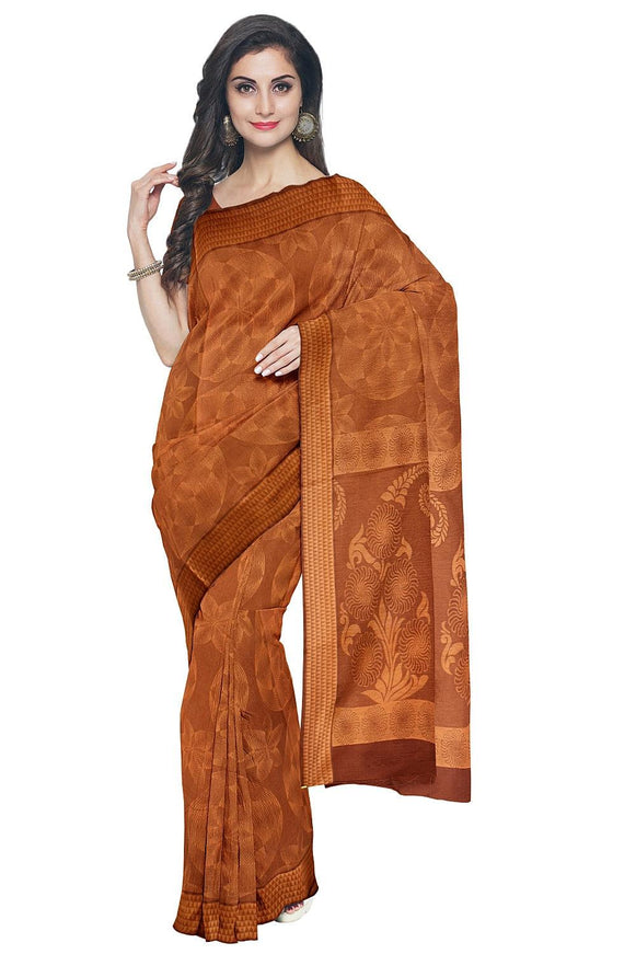 Coimbatore Cotton Allself Saree - Brown with Sandal Shade - {{ collection.title }} by Prashanti Sarees