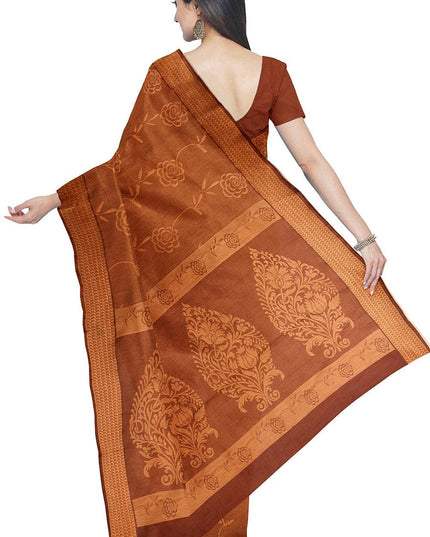 Coimbatore Cotton Allself Saree - Brown with Sandal Shade - {{ collection.title }} by Prashanti Sarees