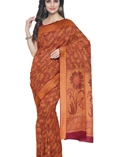 Coimbatore Cotton Allself Saree - Maroon with Sandal Shade - {{ collection.title }} by Prashanti Sarees