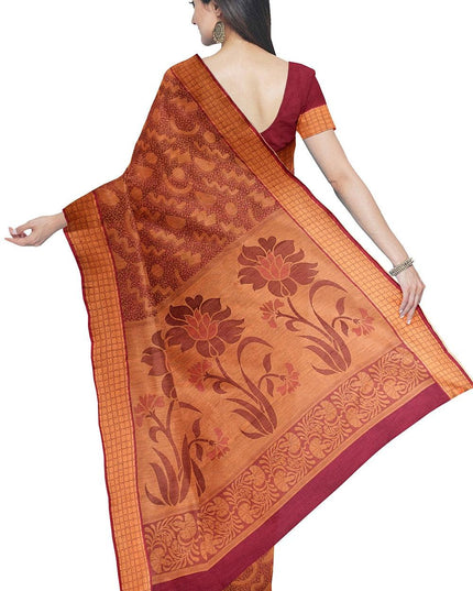 Coimbatore Cotton Allself Saree - Maroon with Sandal Shade - {{ collection.title }} by Prashanti Sarees