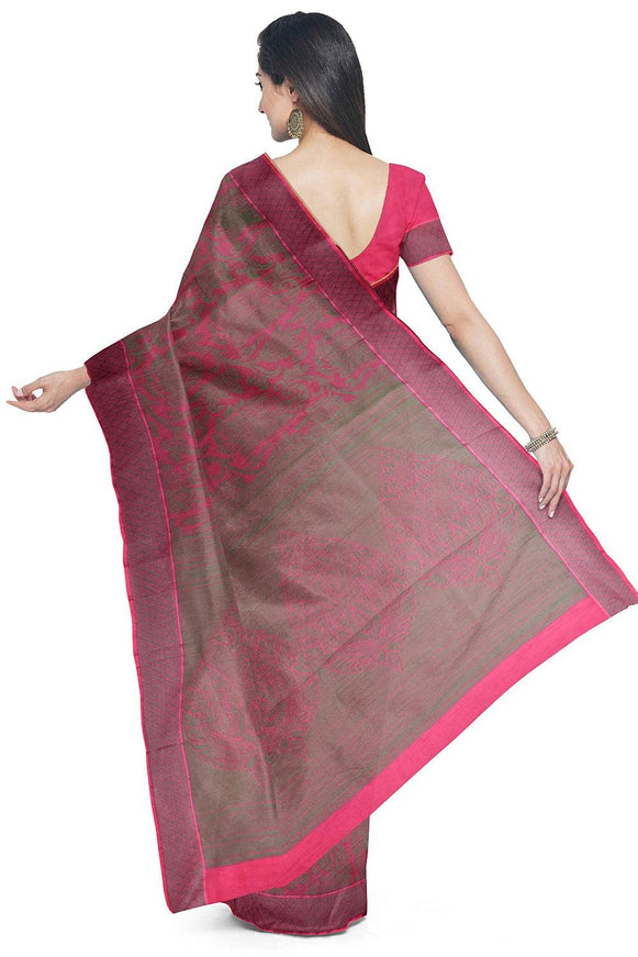 Coimbatore Cotton Allself Saree - Pink with Green Shade - {{ collection.title }} by Prashanti Sarees