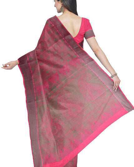Coimbatore Cotton Allself Saree - Pink with Green Shade - {{ collection.title }} by Prashanti Sarees