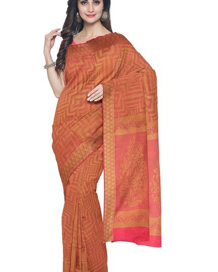 Coimbatore Cotton Allself Saree - Red with Sandal Shade - {{ collection.title }} by Prashanti Sarees
