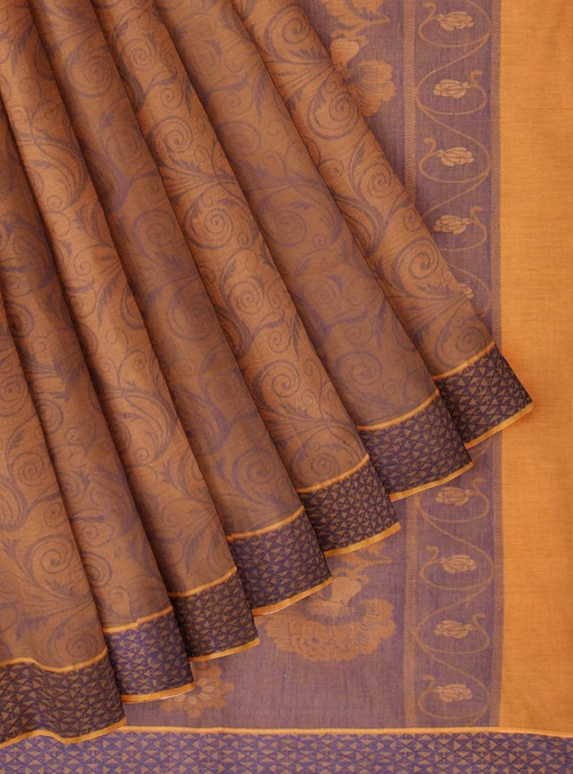 Coimbatore Cotton Allself Saree - Yellow with Blue Shade - {{ collection.title }} by Prashanti Sarees