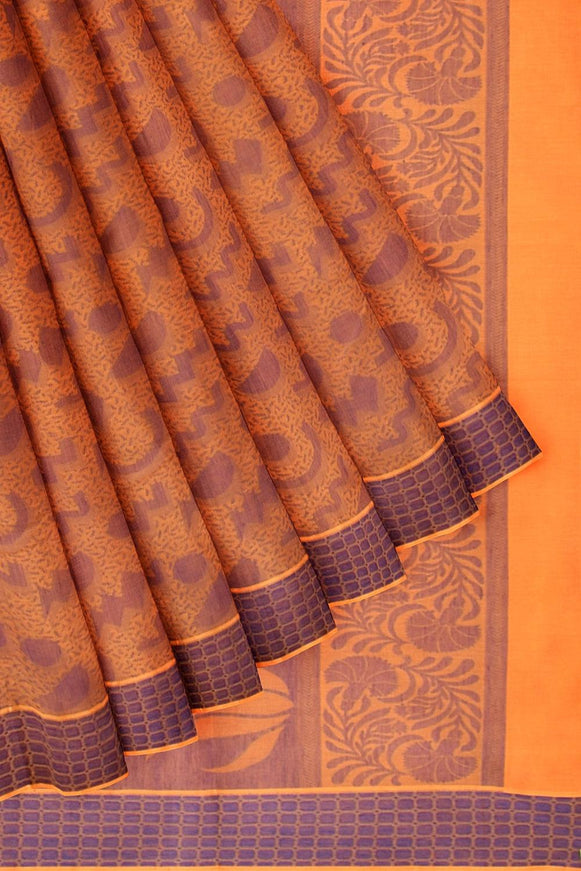 Coimbatore Cotton Allself Saree - Yellow with Blue Shade - {{ collection.title }} by Prashanti Sarees