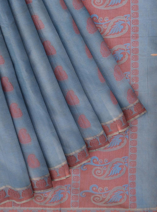 Coimbatore Cotton Butta Saree - Blue - {{ collection.title }} by Prashanti Sarees