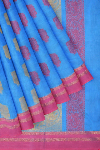 Coimbatore Cotton Butta Saree - Blue