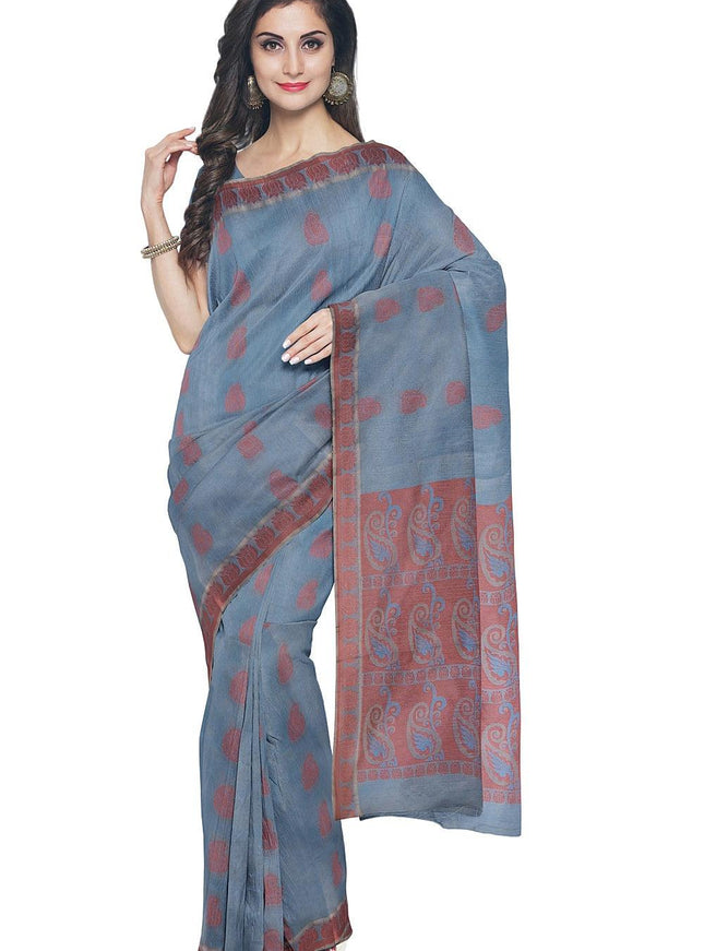 Coimbatore Cotton Butta Saree - Blue - {{ collection.title }} by Prashanti Sarees