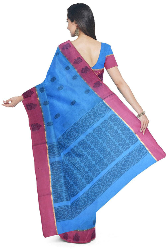 Coimbatore Cotton Butta Saree - Blue - {{ collection.title }} by Prashanti Sarees