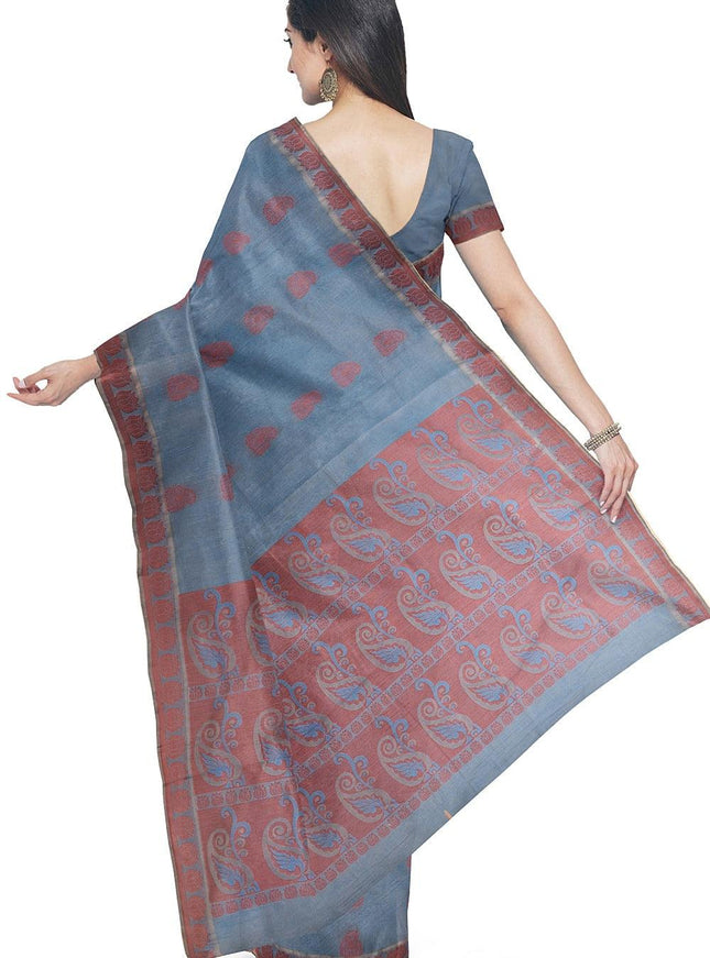 Coimbatore Cotton Butta Saree - Blue - {{ collection.title }} by Prashanti Sarees