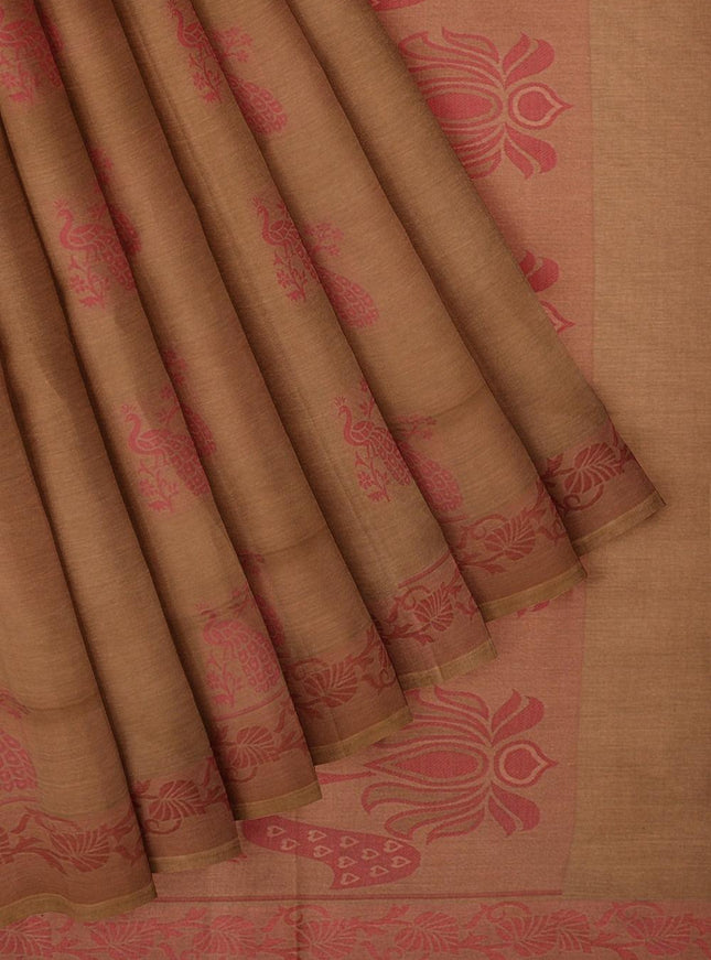 Coimbatore Cotton Butta Saree - Brown - {{ collection.title }} by Prashanti Sarees