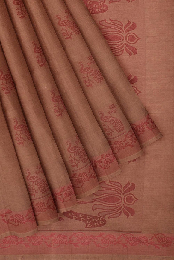 Coimbatore Cotton Butta Saree - Brown - {{ collection.title }} by Prashanti Sarees
