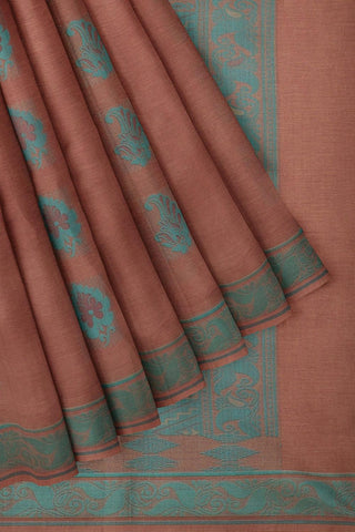 Coimbatore Cotton Butta Saree - Brown