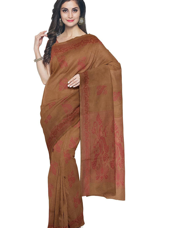 Coimbatore Cotton Butta Saree - Brown - {{ collection.title }} by Prashanti Sarees