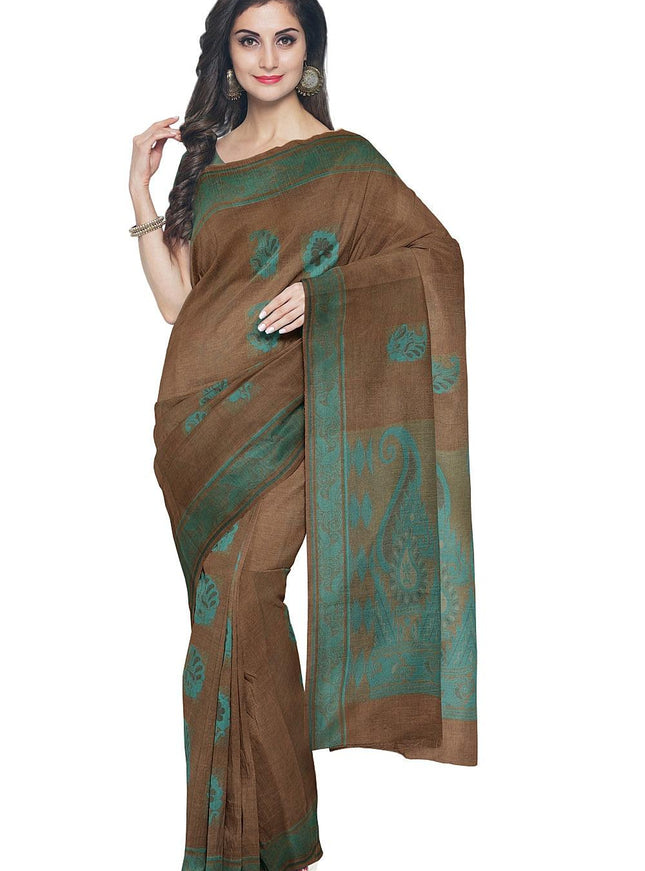 Coimbatore Cotton Butta Saree - Brown - {{ collection.title }} by Prashanti Sarees