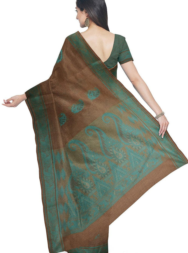 Coimbatore Cotton Butta Saree - Brown - {{ collection.title }} by Prashanti Sarees