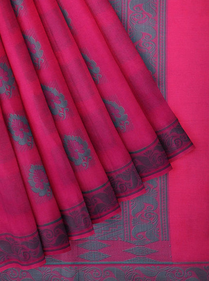 Coimbatore Cotton Butta Saree - Dark Pink - {{ collection.title }} by Prashanti Sarees