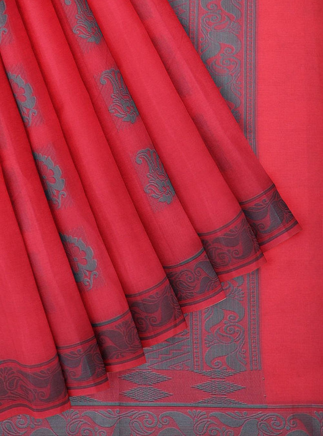Coimbatore Cotton Butta Saree - Dark Pink - {{ collection.title }} by Prashanti Sarees