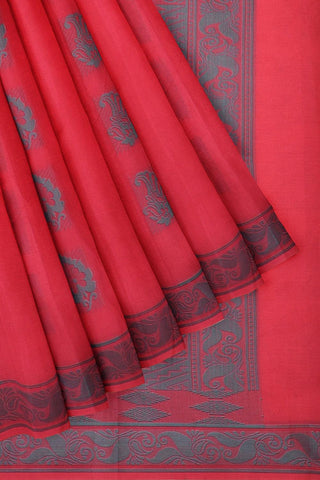 Coimbatore Cotton Butta Saree - Dark Pink