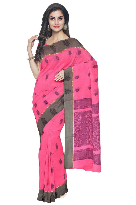 Coimbatore Cotton Butta Saree - Dark Pink - {{ collection.title }} by Prashanti Sarees