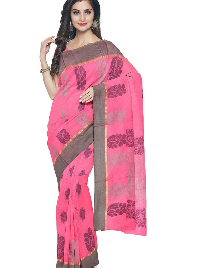 Coimbatore Cotton Butta Saree - Dark Pink - {{ collection.title }} by Prashanti Sarees