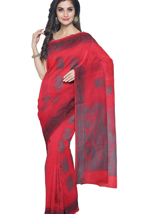 Coimbatore Cotton Butta Saree - Dark Pink - {{ collection.title }} by Prashanti Sarees