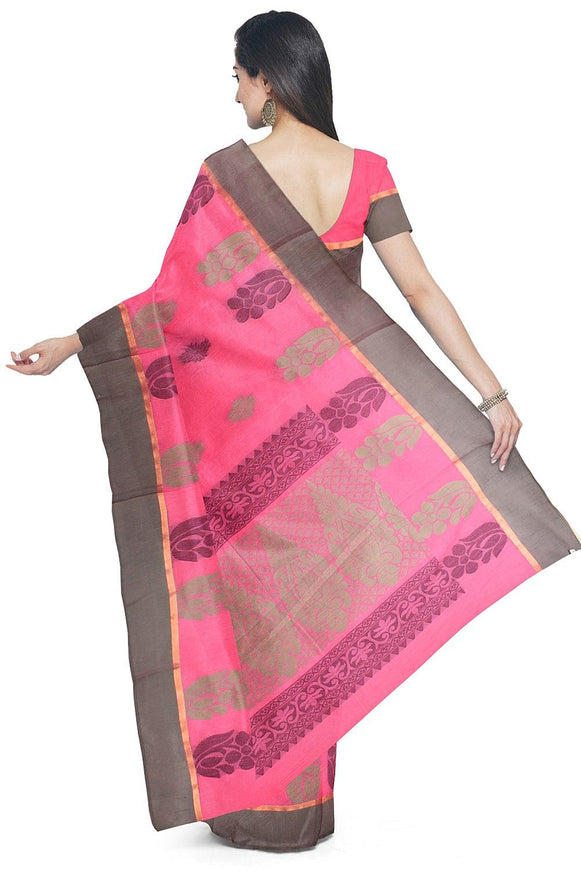 Coimbatore Cotton Butta Saree - Dark Pink - {{ collection.title }} by Prashanti Sarees
