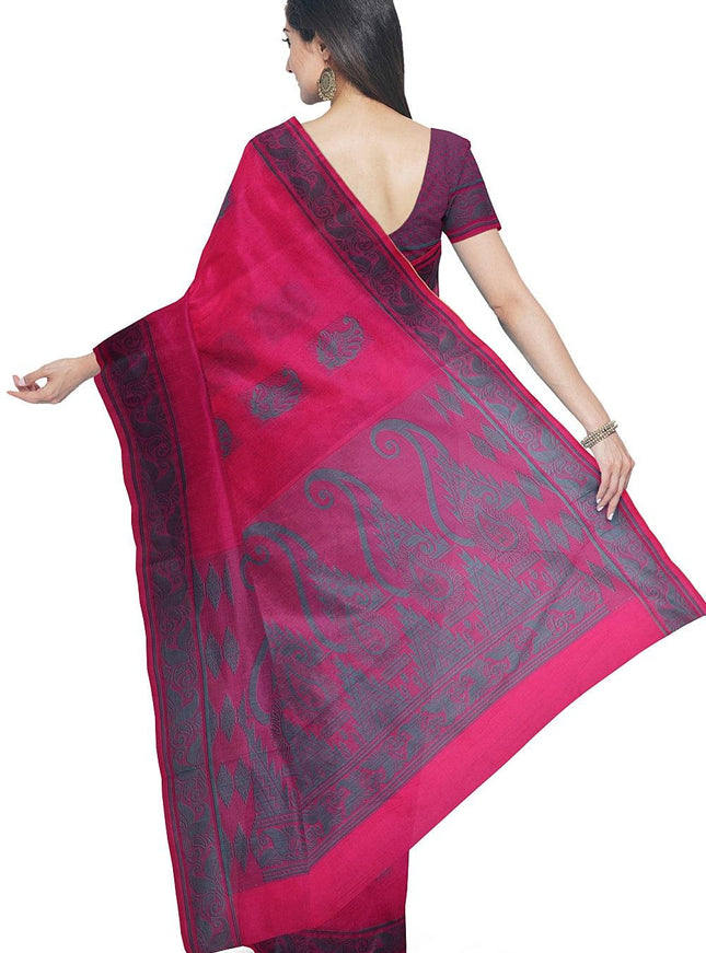 Coimbatore Cotton Butta Saree - Dark Pink - {{ collection.title }} by Prashanti Sarees