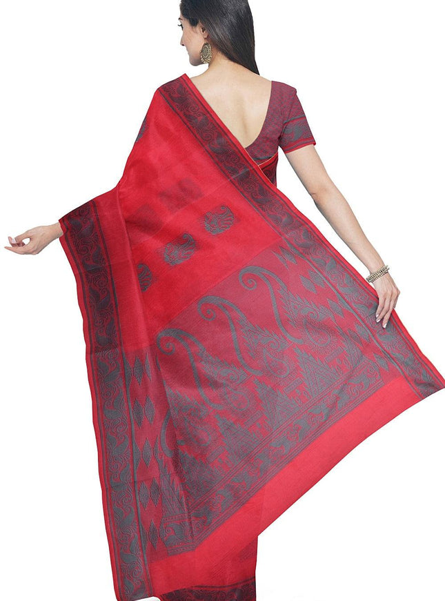 Coimbatore Cotton Butta Saree - Dark Pink - {{ collection.title }} by Prashanti Sarees