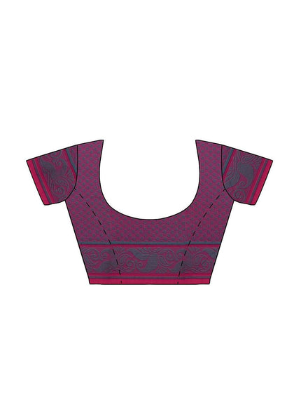 Coimbatore Cotton Butta Saree - Dark Pink - {{ collection.title }} by Prashanti Sarees