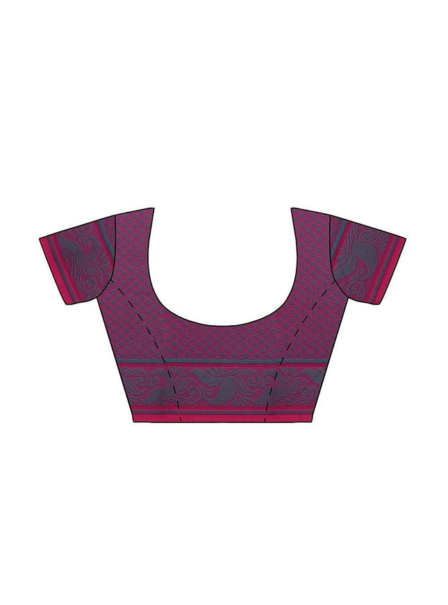 Coimbatore Cotton Butta Saree - Dark Pink - {{ collection.title }} by Prashanti Sarees