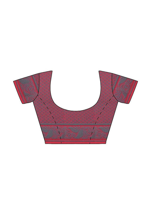 Coimbatore Cotton Butta Saree - Dark Pink - {{ collection.title }} by Prashanti Sarees