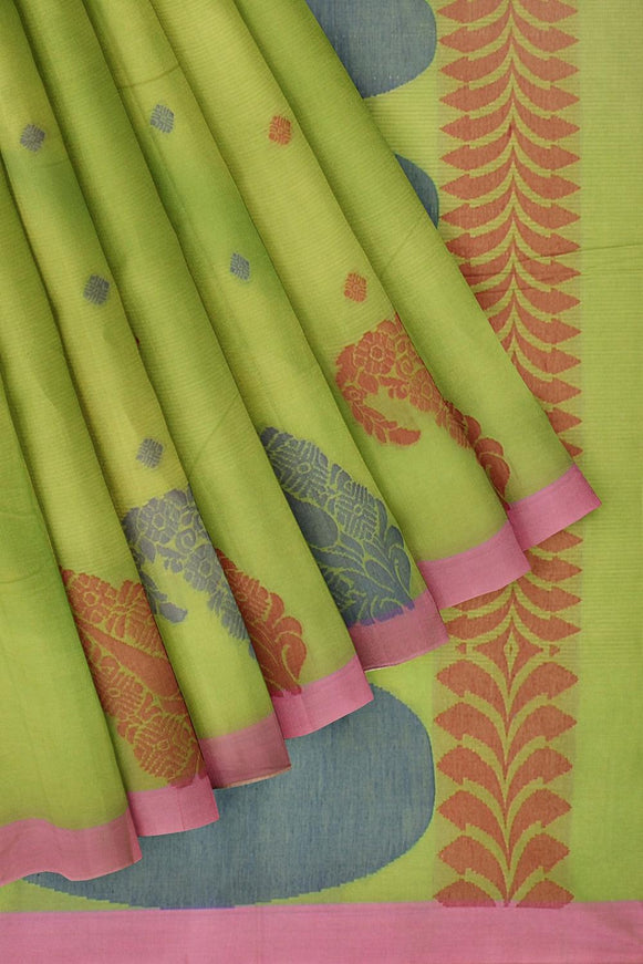 Coimbatore Cotton Butta Saree - Green - {{ collection.title }} by Prashanti Sarees