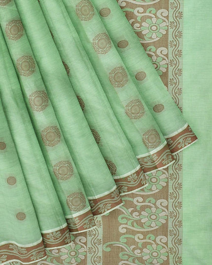 Coimbatore Cotton Butta Saree - Light Green - {{ collection.title }} by Prashanti Sarees